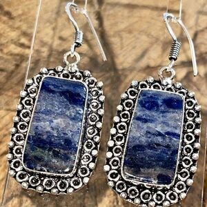 Navy Sodalite Earrings 1 7/8”
